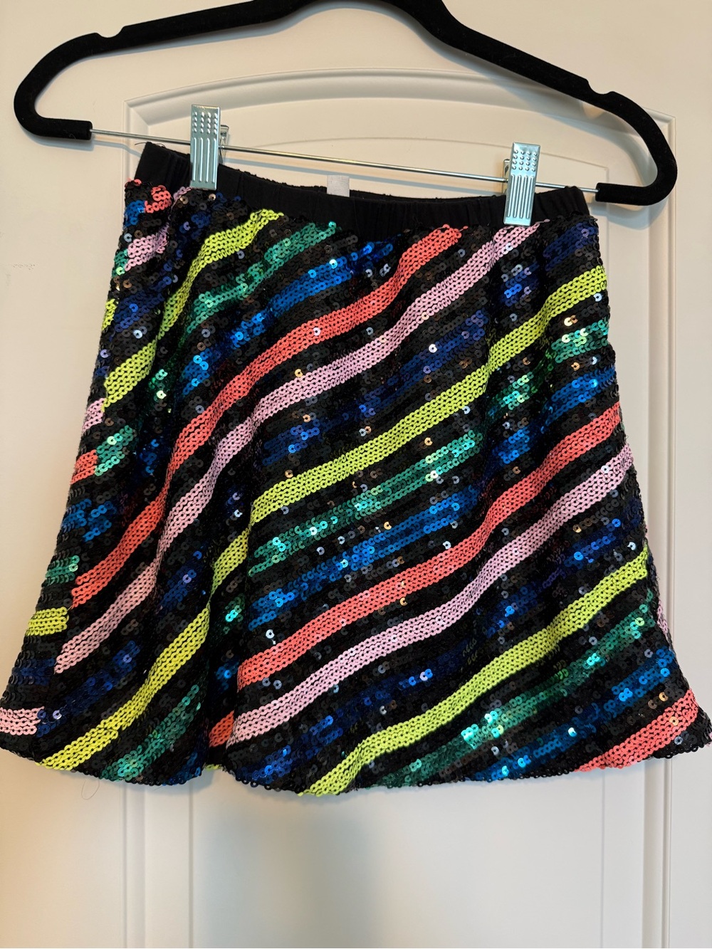 Girls' Multicolor Sequin Stripe Skirt
